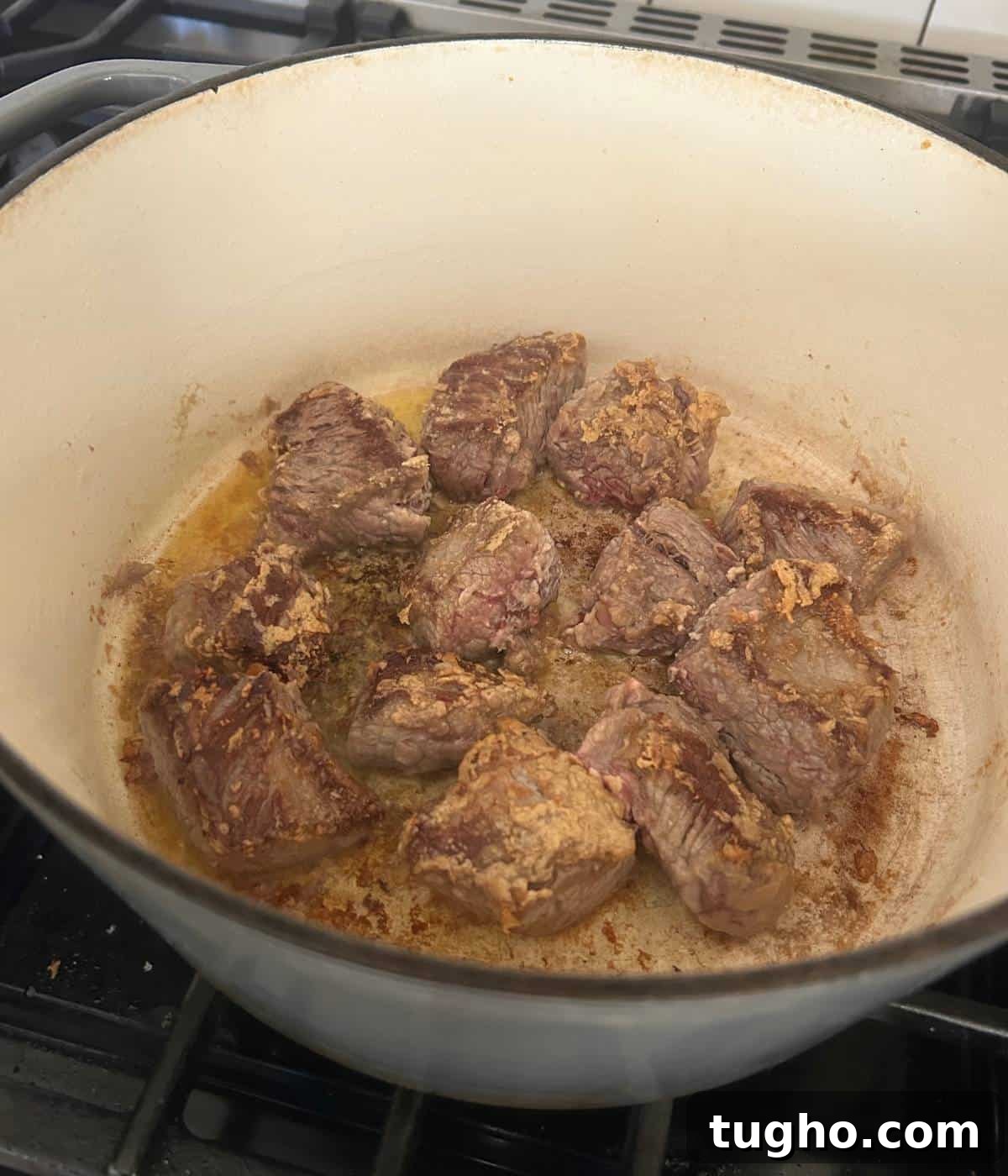 Dutch Oven Beef Stew with Tender Chuck and Vegetables 6 Beef tossed in flour.