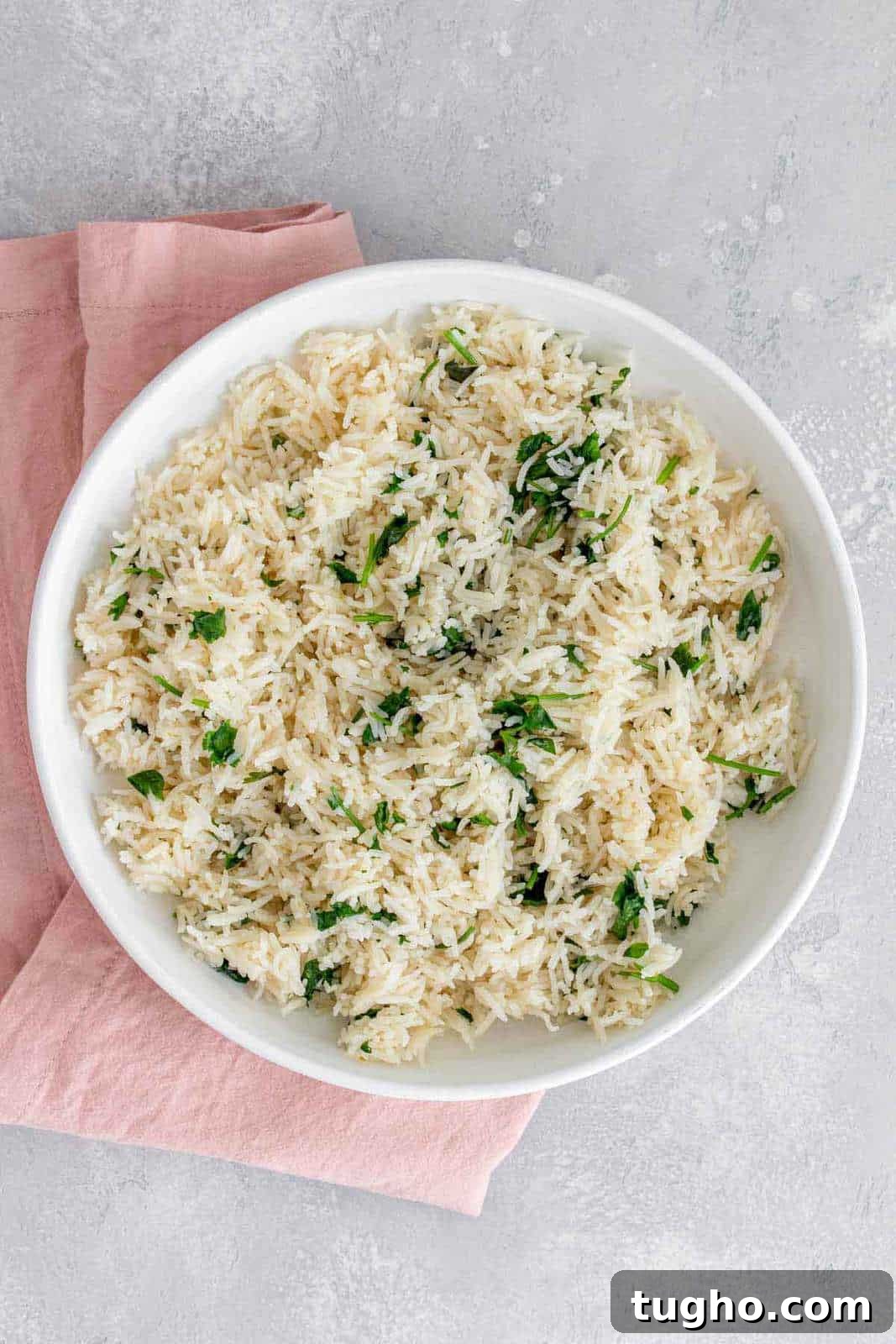 A large platter of cilantro lime rice.