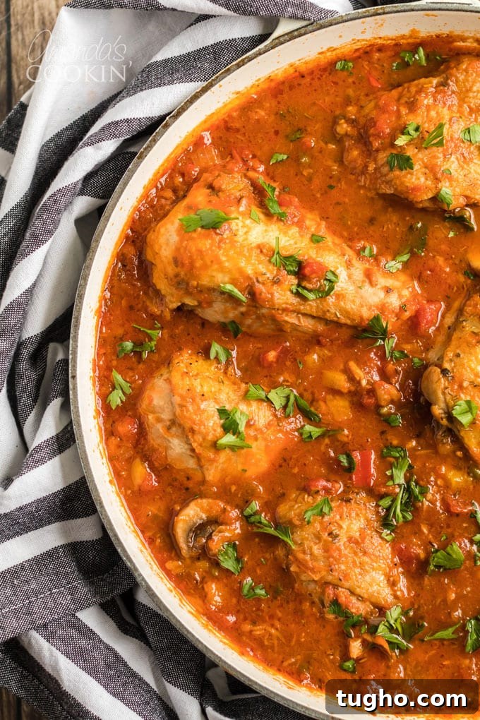 chicken cacciatore in pan
