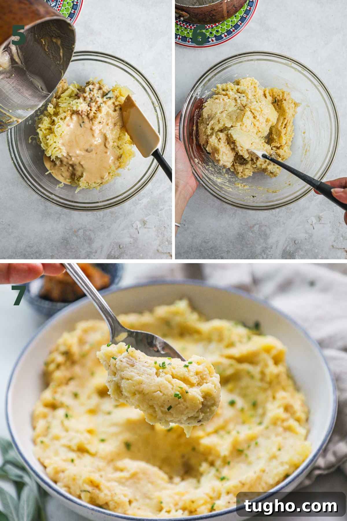 Umami Miso Mashed Potatoes Recipe 5 Steps to make miso mashed potatoes, pour miso butter cream mixture over riced potatoes, fold in mixture with salt and pepper until combined, and serve.