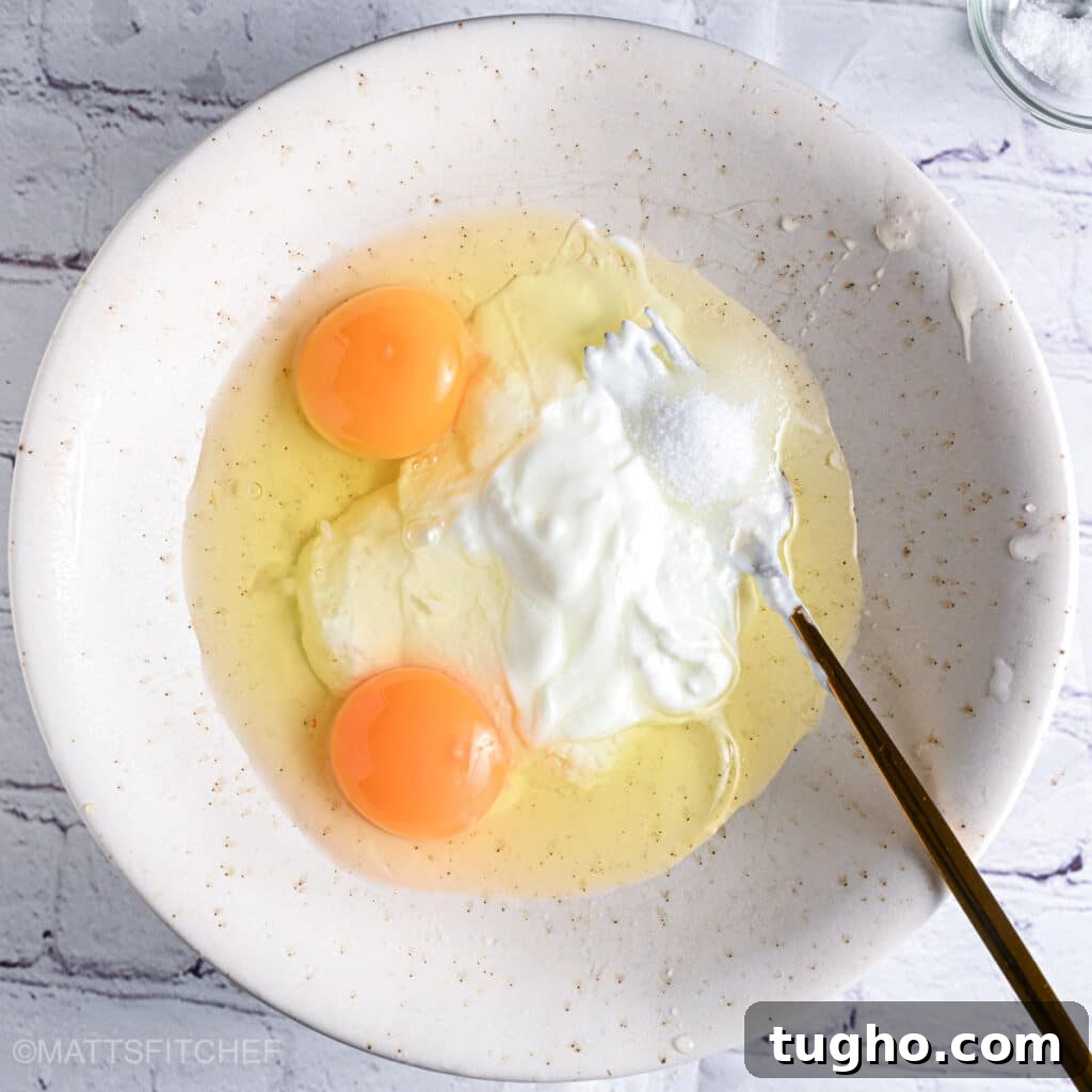 Custard ingredients in bowl