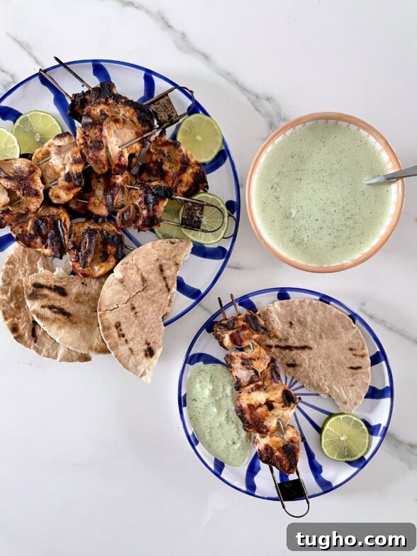 Grilled Chicken Kabobs with Green Goddess Tzatziki 2 grilled chicken kabobs