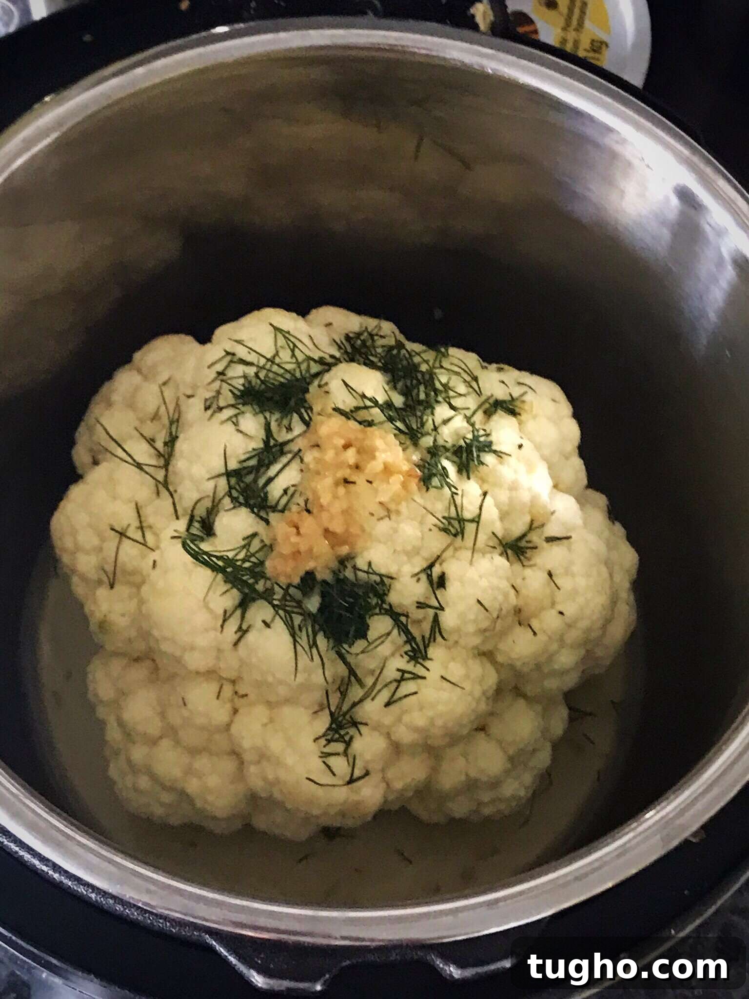 Instant Pot Creamy Garlic and Dill Mashed Cauliflower 2 Ingredients in Instant Pot