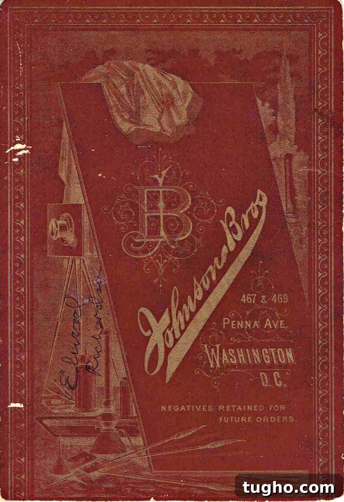 How to Identify and Date Old Family Photos in 5 Steps 3 Photographer's mark on the back of the burgundy backed cabinet card. Important in identifying old photographs