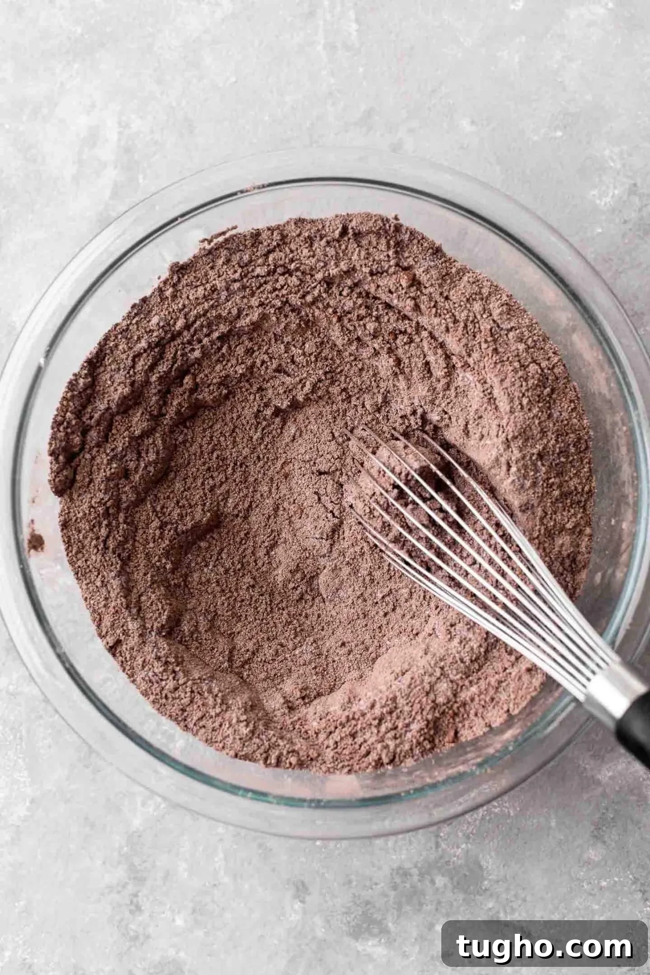 Fudgy Gluten Free Chocolate Cake Recipe 3 gluten free chocolate cake dry ingredients whisked together in bowl