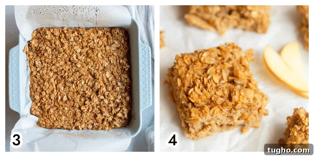 Homemade Applesauce Oatmeal Bars Recipe 5 Batter poured into baking dish.