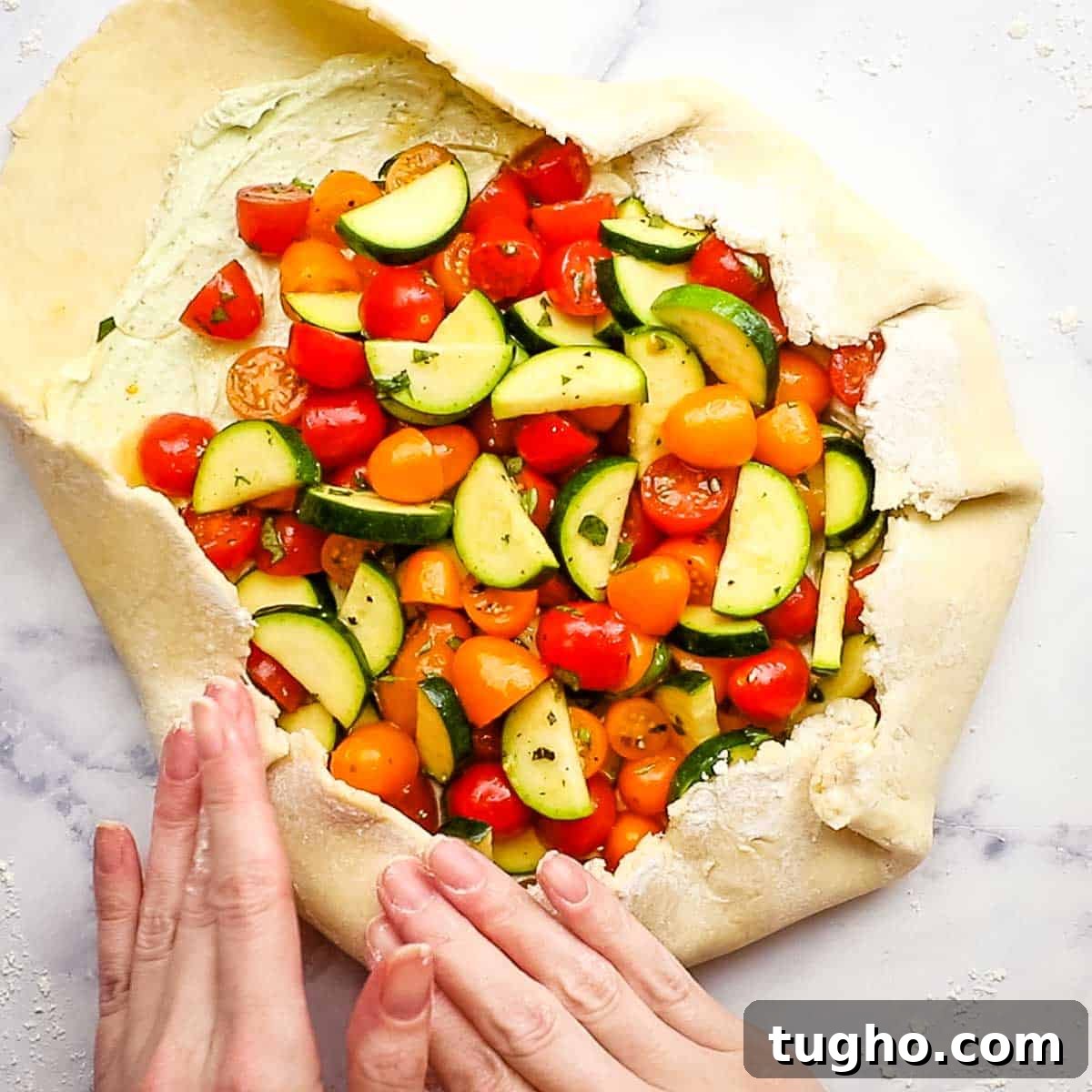folding the pie dough from the sides