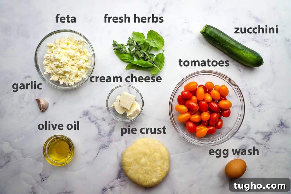 ingredients for zucchini tomato tart