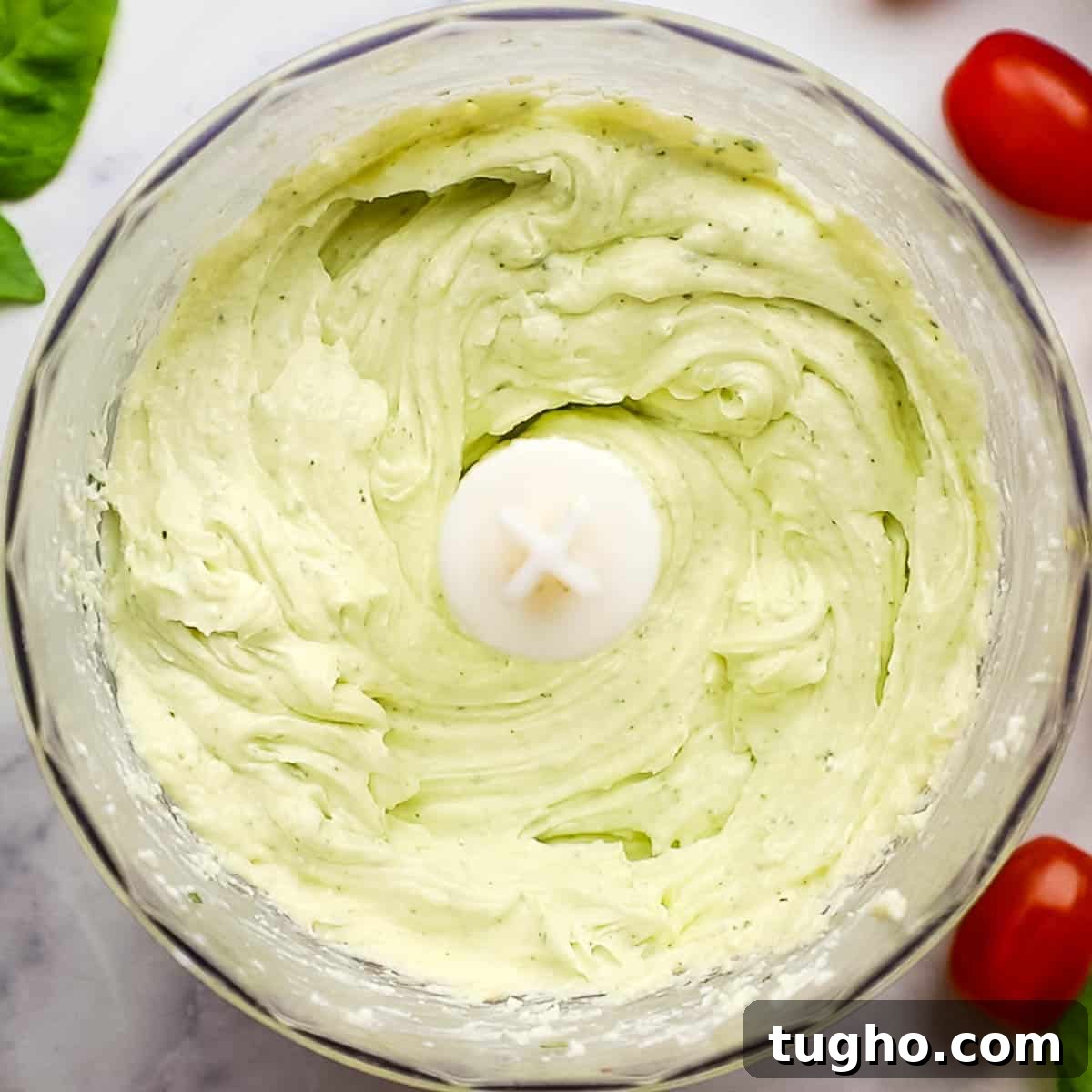 whipping the feta and cream cheese in a food processor