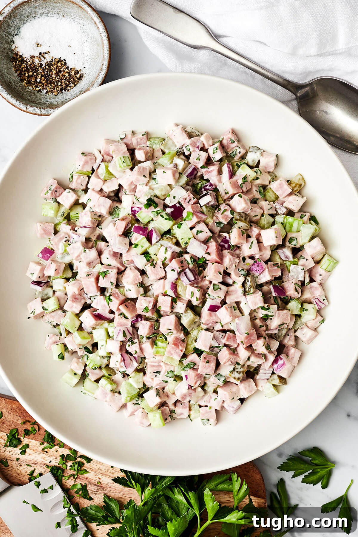 40+ Fresh and Flavorful Salad Recipes 9 A big bowl of ham salad