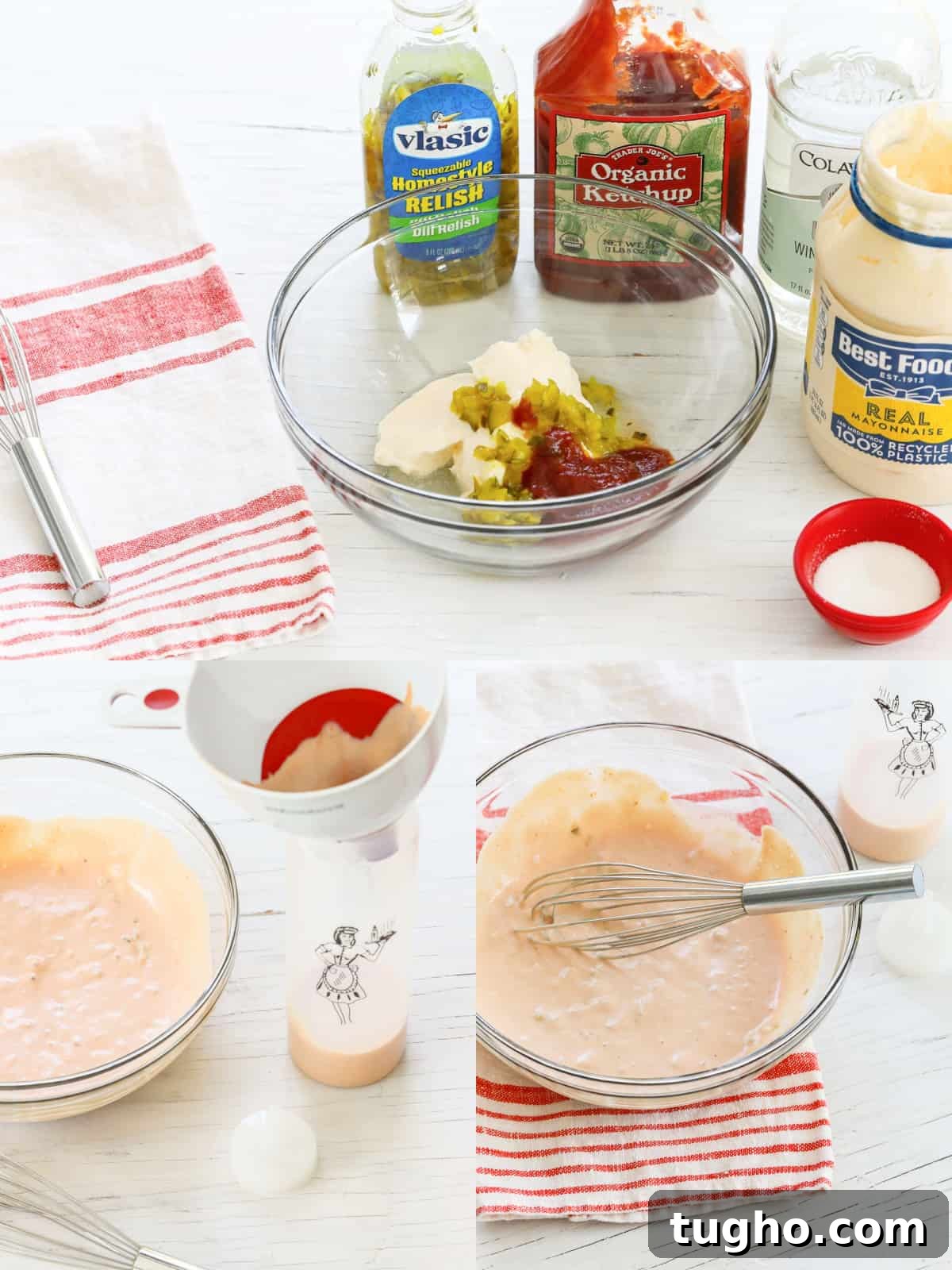 Homemade Burger Sauce Recipe for Juicy Burgers 4 Step showing how to whisk burger sauce in a bowl