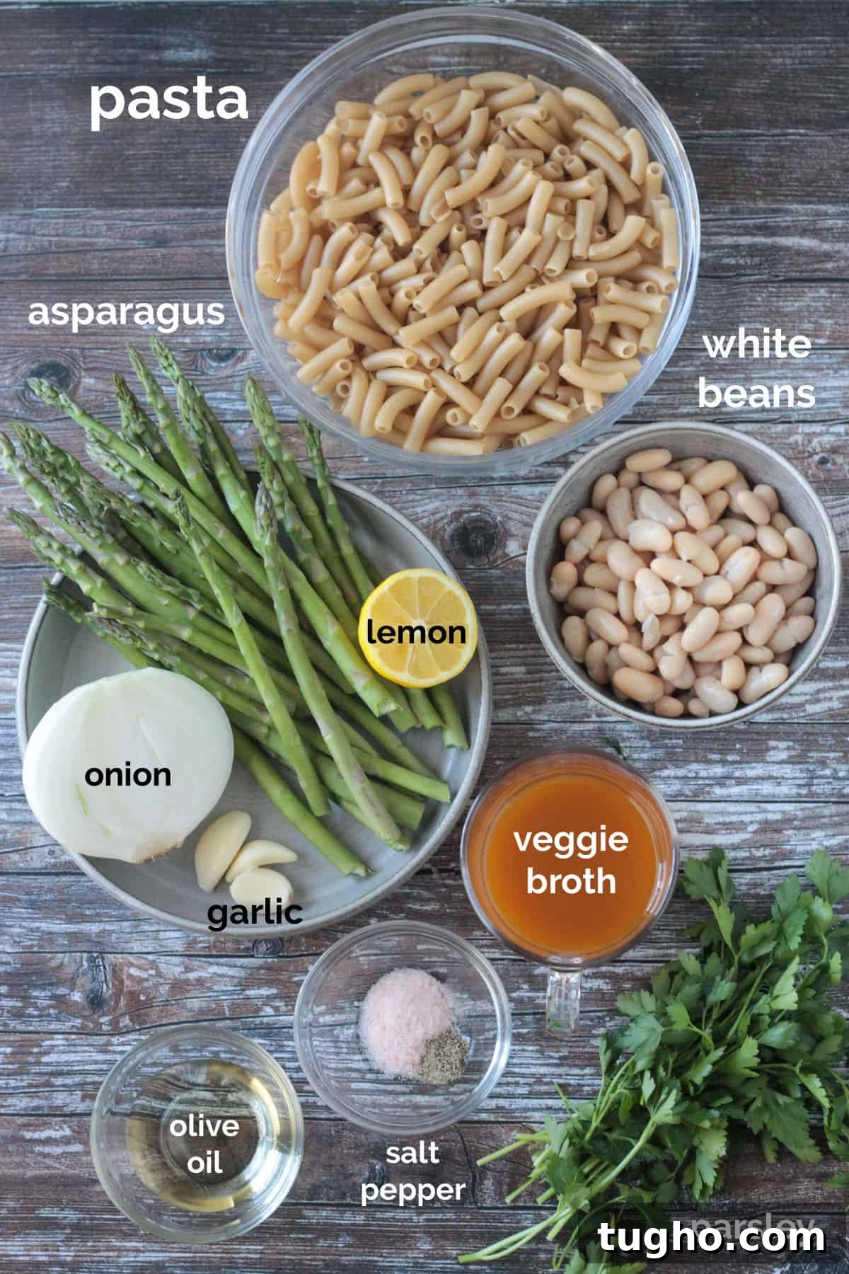 Recipe ingredients arrayed in individual bowls.
