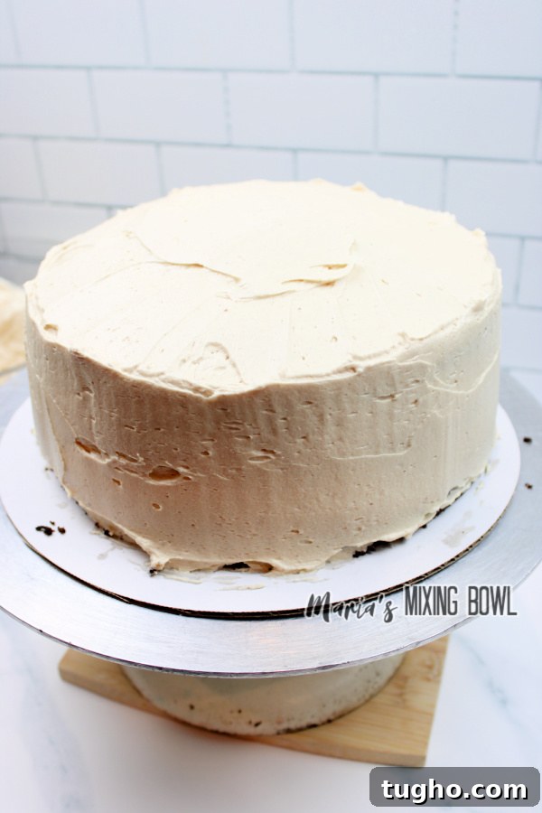 Rich Chocolate Cake with Peanut Butter Frosting 5 Cake frosted with peanut butter frosting