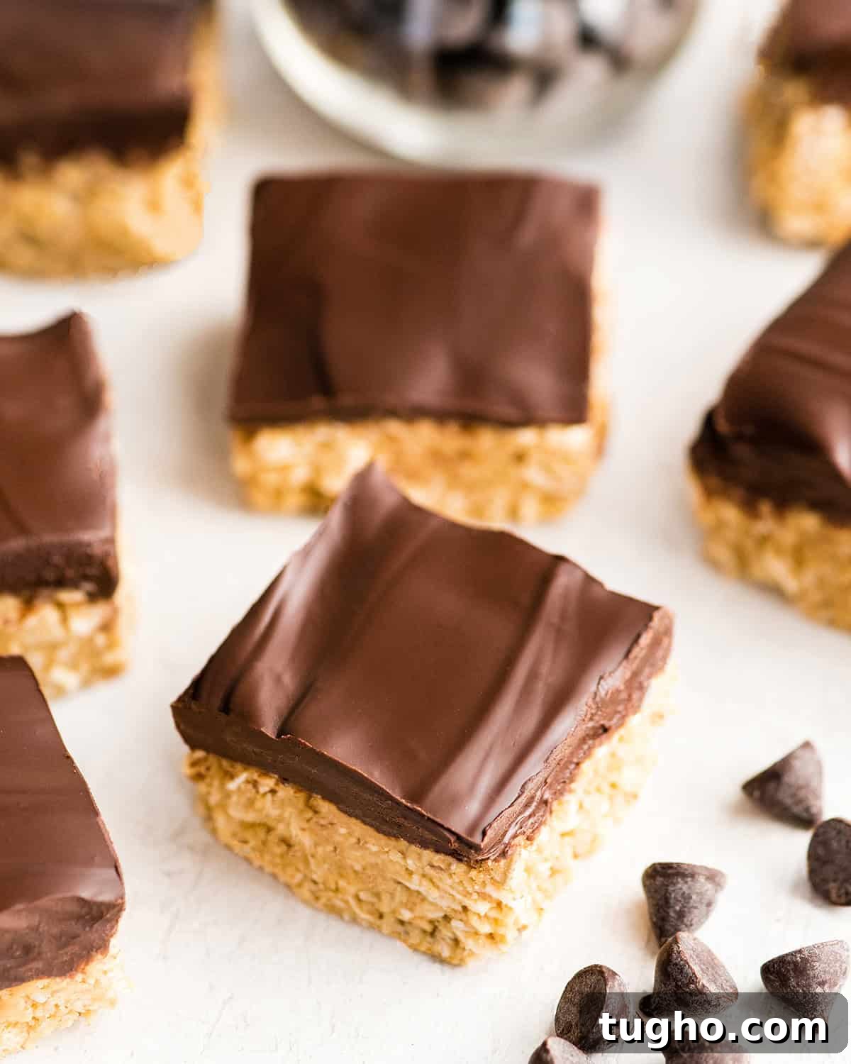 Chewy No-Bake Oatmeal Bars Recipe 12 7 No Bake Oatmeal Bars with peanut butter and chocolate topping
