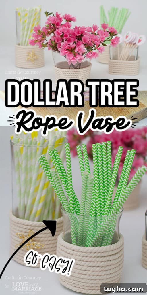 DIY Dollar Tree Rope Vase Tutorial 2 DIY Dollar Store Vase Makeover inspiration