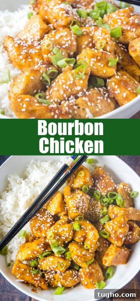 close up bourbon chicken for pinterest