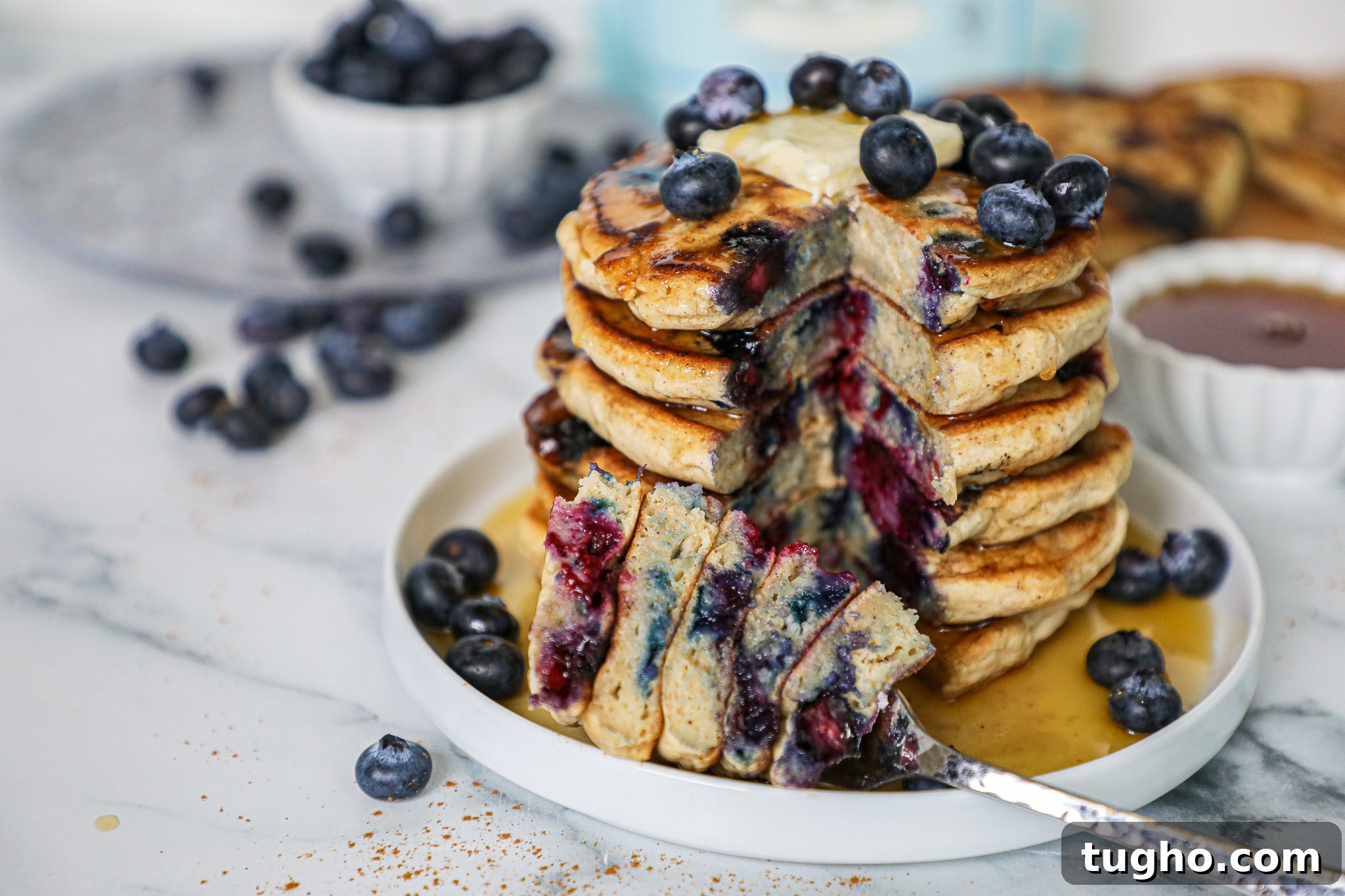Fluffy Blueberry Vanilla Pancakes Recipe 3 Soft melt-in-your-mouth blueberry pancakes that are easy to make and perfect for brunch.