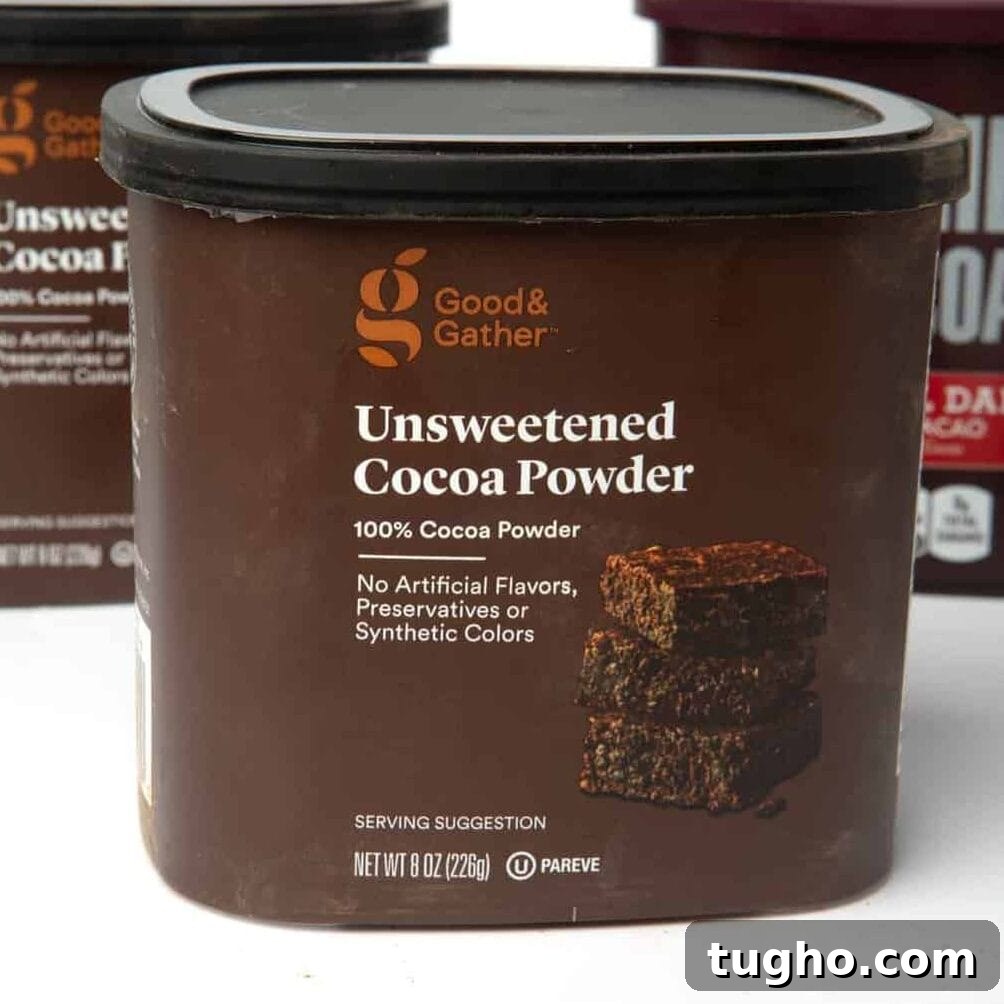 Homemade Brownie Mix Recipe for Gifts 4 Target Good & Gather unsweetened cocoa powder container used for homemade brownie mix