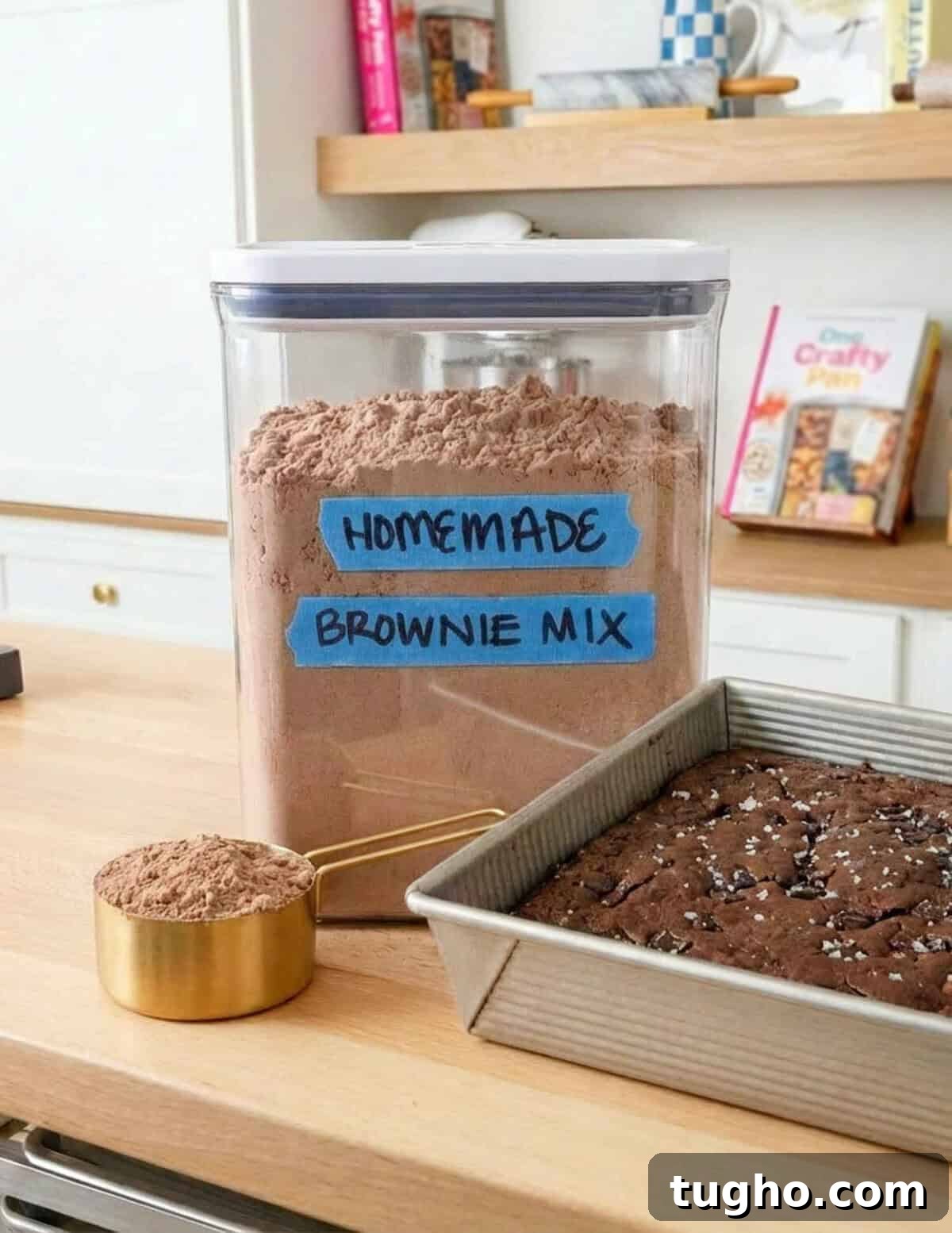 Homemade Brownie Mix Recipe for Gifts 10 Large container filled with bulk homemade brownie mix dry ingredients for making multiple batches