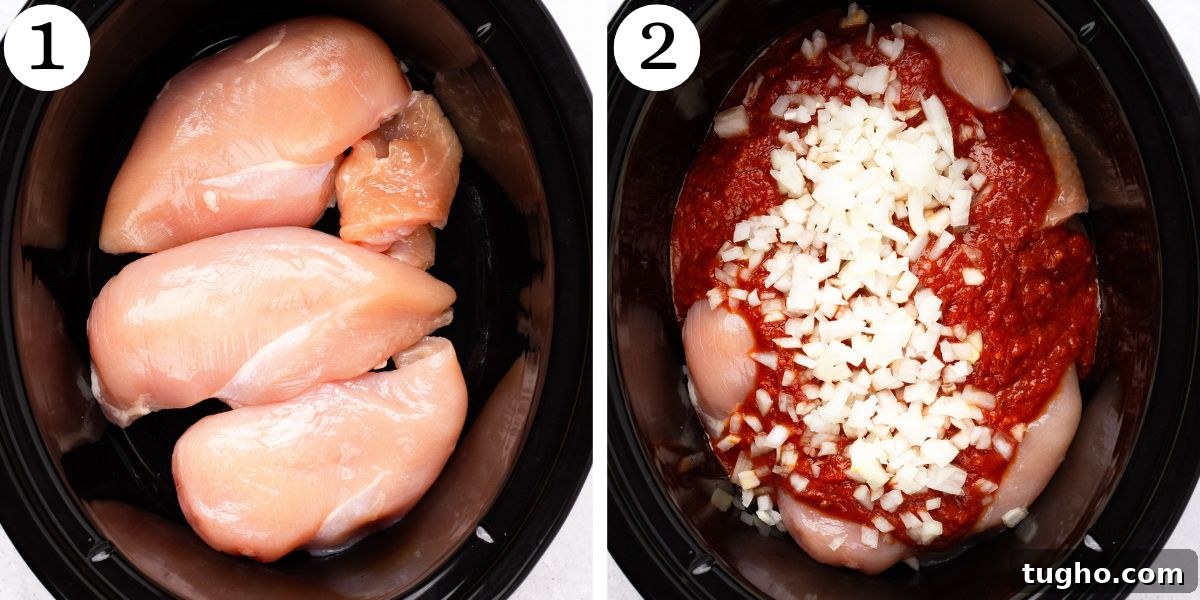 Slow Cooker Shredded Chicken Tacos 5 Crockpot Chicken Tacos Instructions 1-2