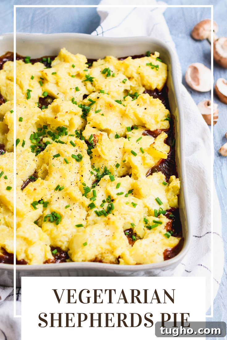 Vegetarian Shepherd's Pie with Lentils and Mushrooms 6 Vegetarian shepherds pie is a meatless twist on classic shepherds pie, made with portobello mushrooms and red wine