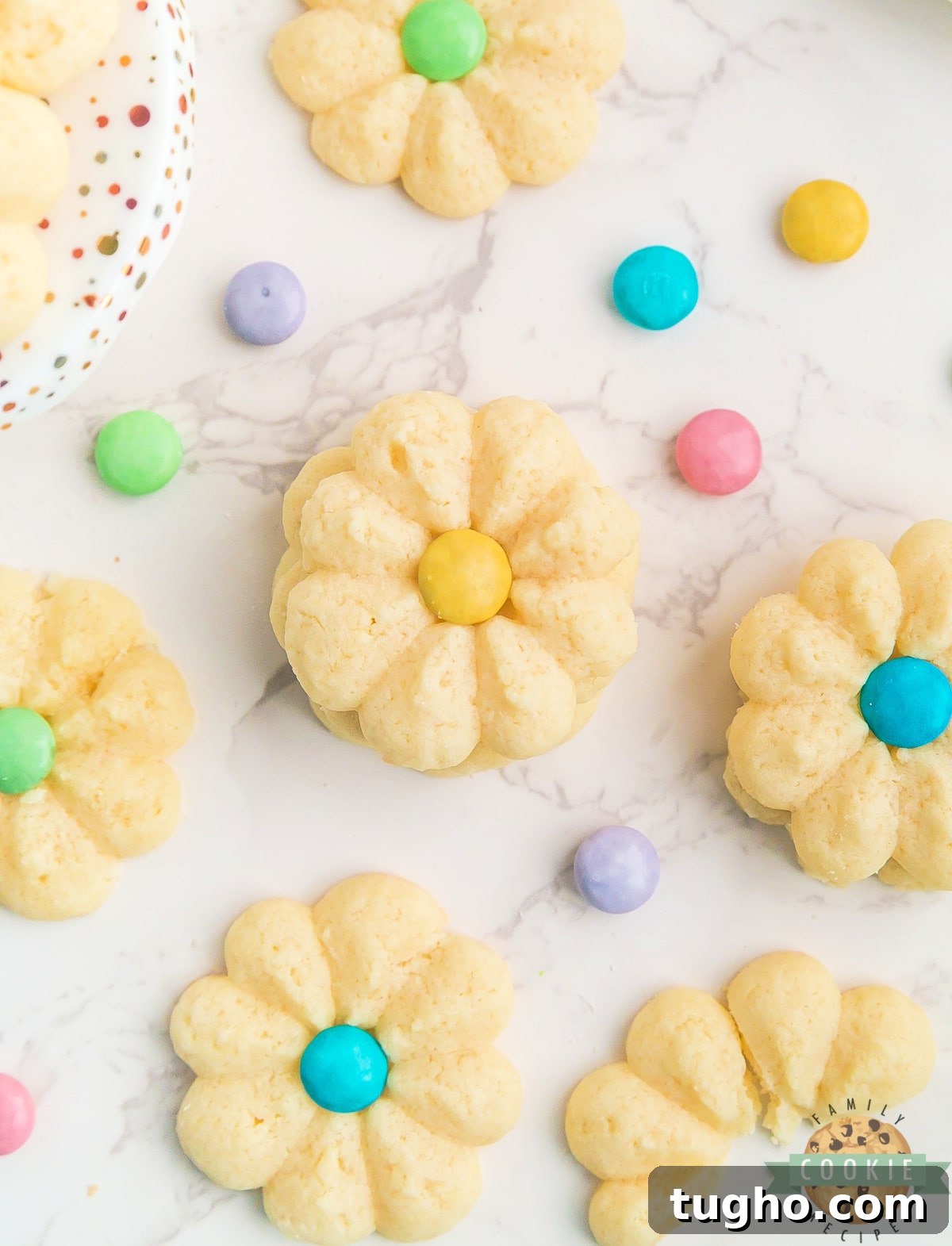 Simple shortbread flower cookies.