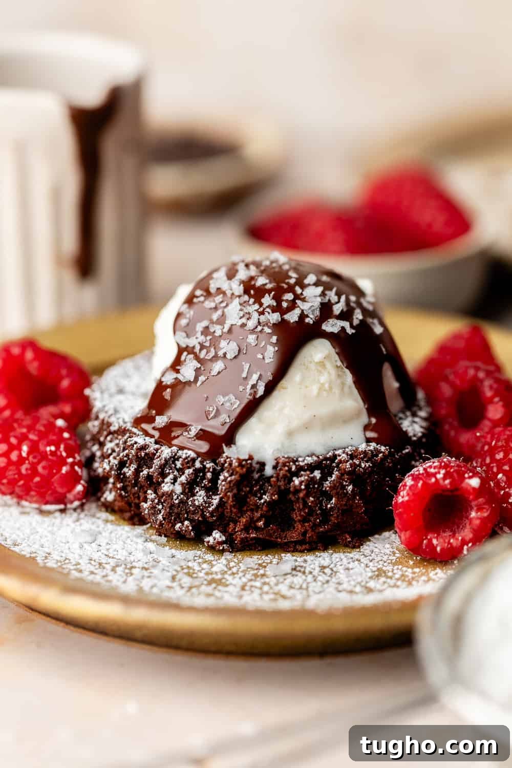 paleo lava cakes with ice cream and hot fudge
