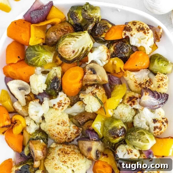 Roasted vegetables on a white plate