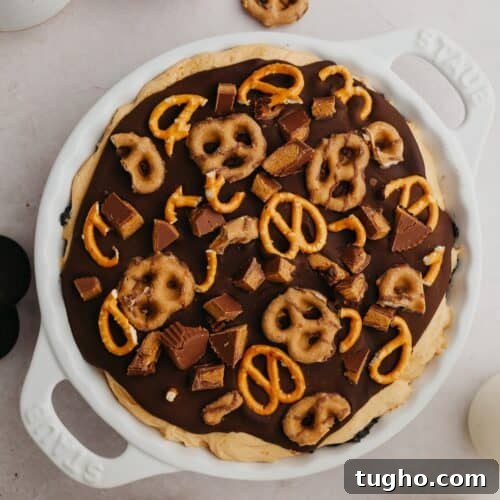Peanut butter pie covered in ganache