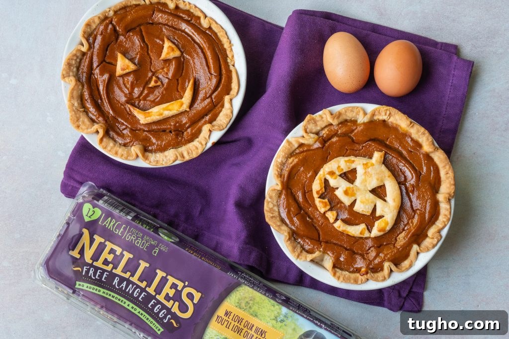Jack O'Lantern Pumpkin Pie: Lighter Recipe for Fall 2 easy and healthier pumpkin pies