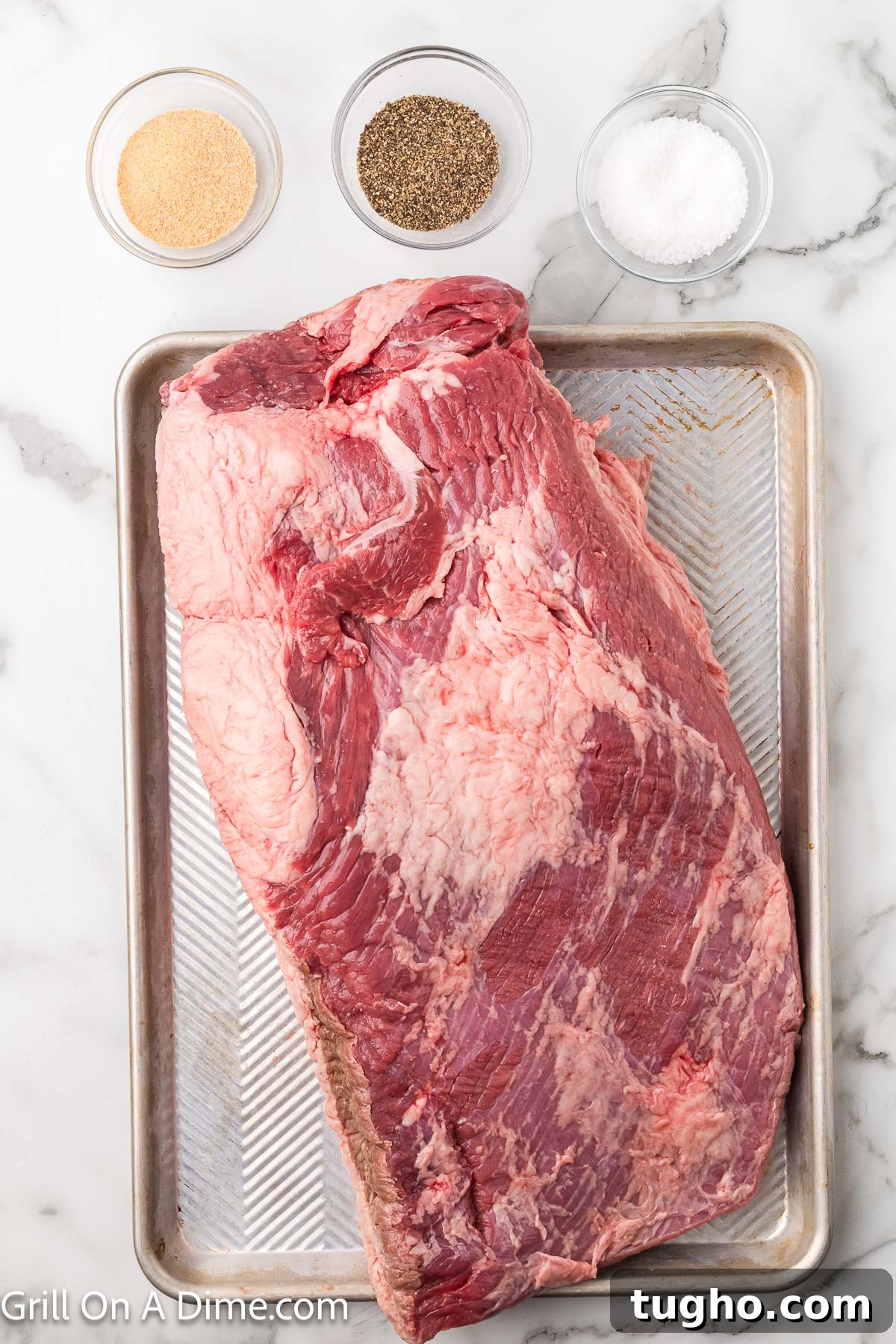Authentic Texas Style Brisket Recipe 3 Ingredients - brisket, salt, pepper, and garlic powder