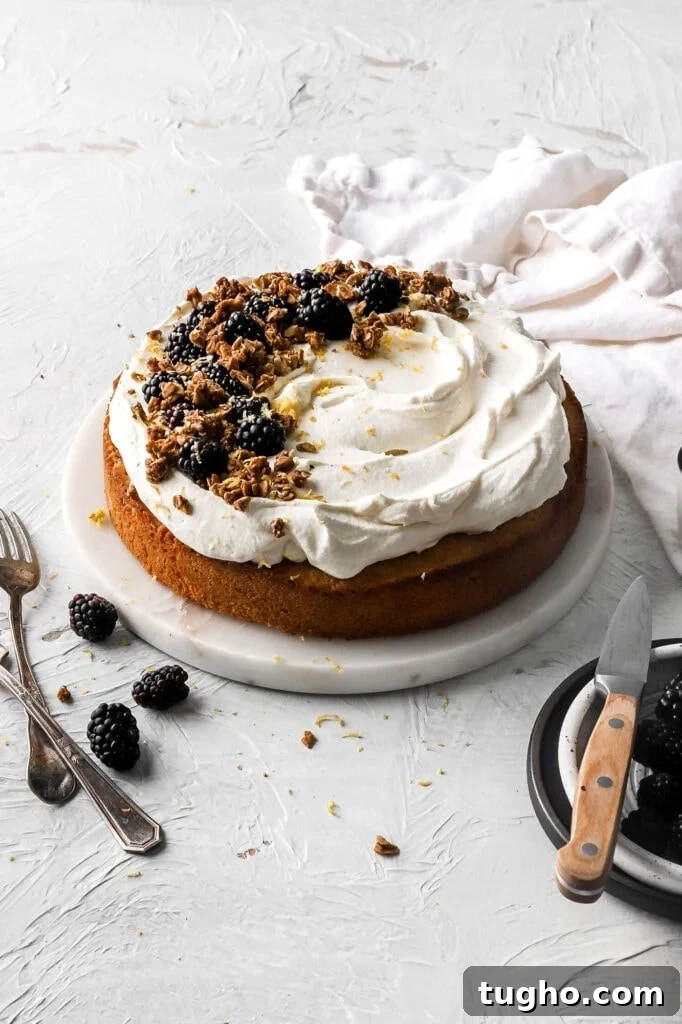 gluten free almond cake with honey whipped cream