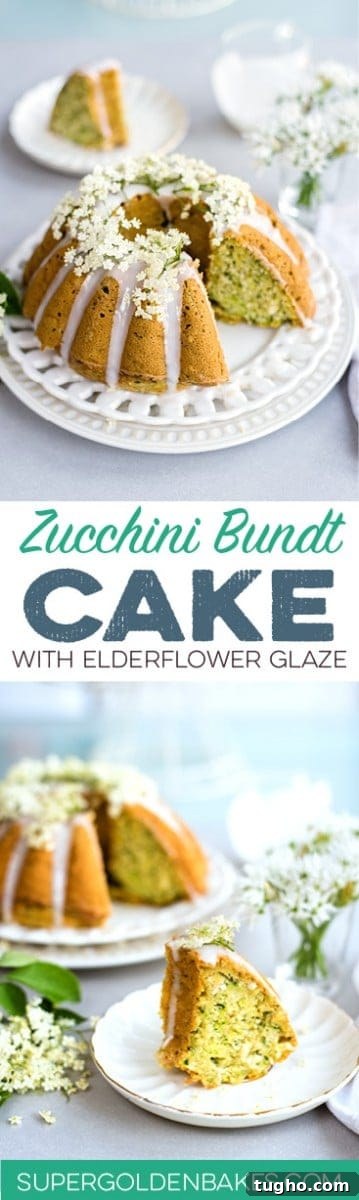 Elderflower-Glazed Zucchini Coconut Bundt Cake Recipe 2 Wonderfully moist zucchini coconut bundt cake with elderflower glaze. Can be baked as a bundt or small loaf cake and it's great for breakfast or snacking.