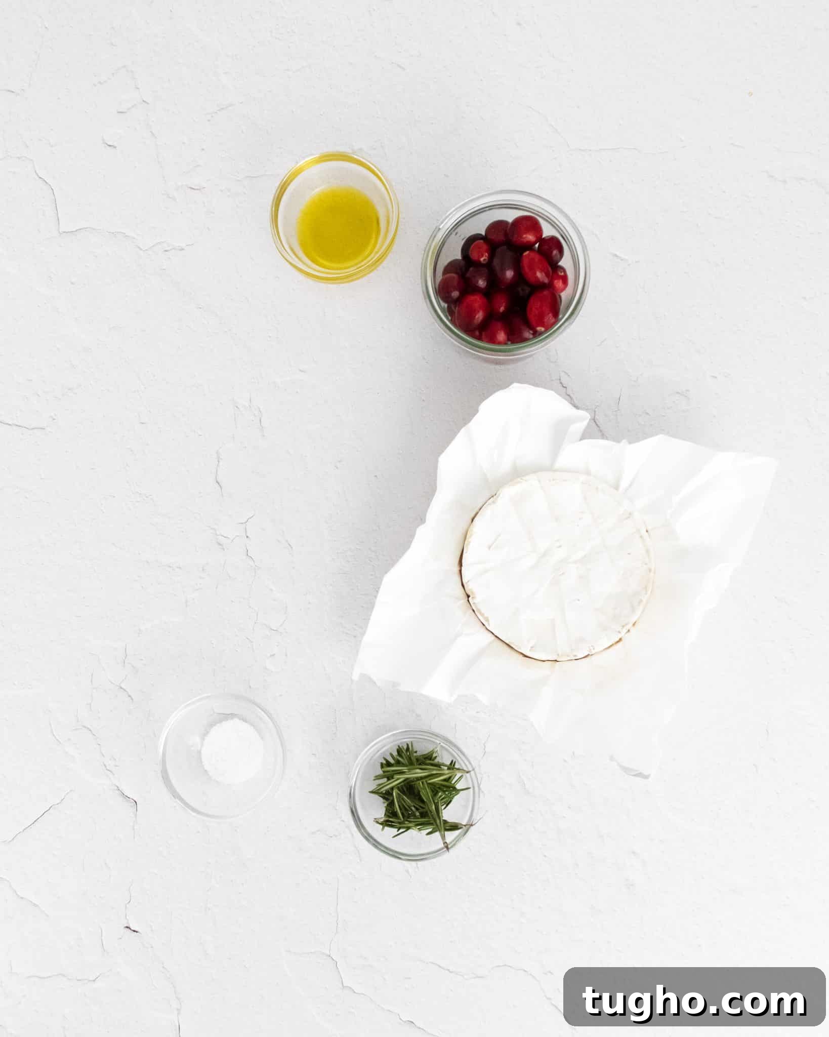 Baked Brie with Roasted Cranberries: Warm Appetizer 3 Five ingredients needed to make baked brie with roasted cranberries