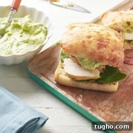 Chicken, Bacon, and Avocado Spread Sandwich.
