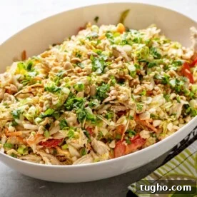 Indonesian Chicken Salad in white serving bowl.