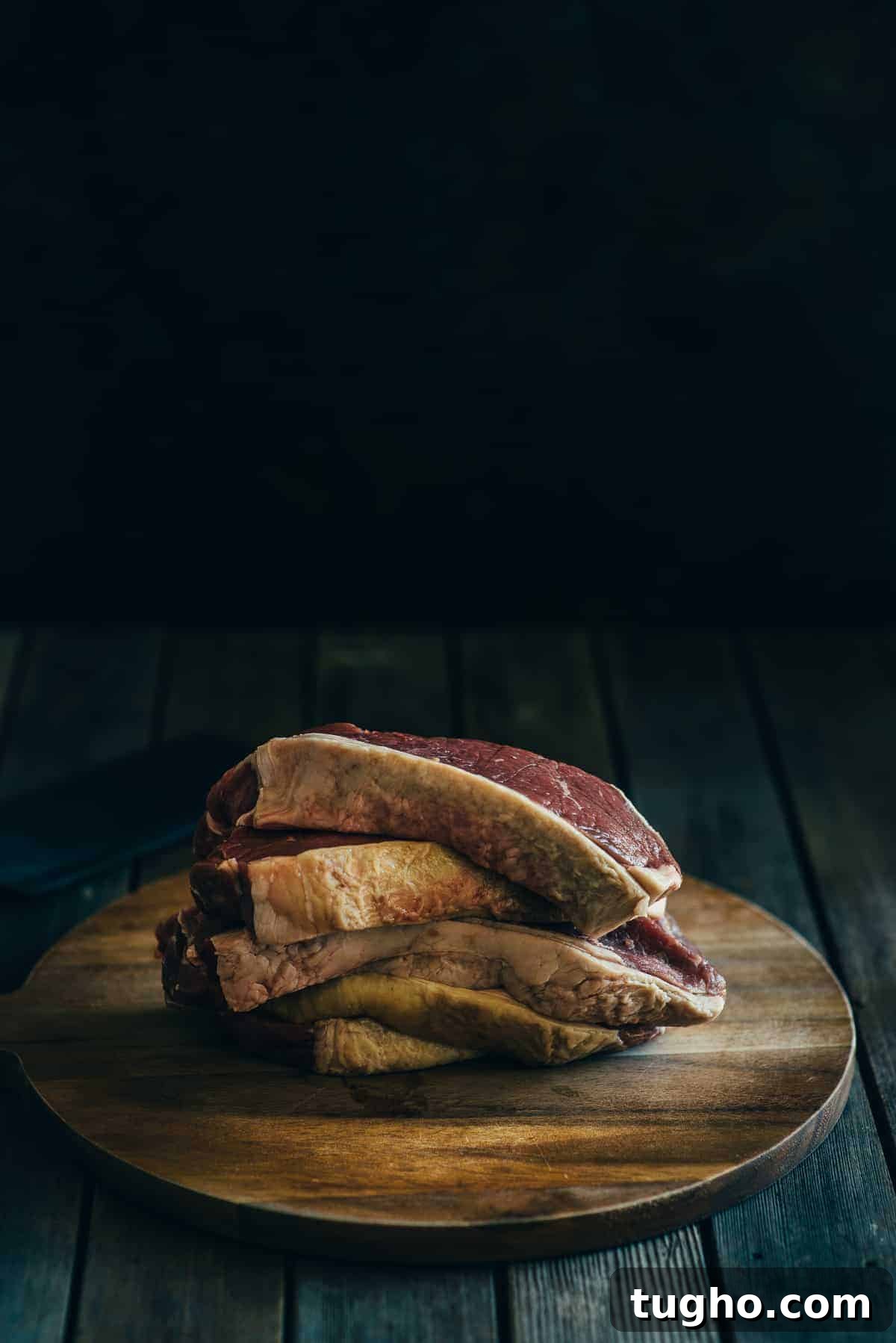 steaks on a chopping board