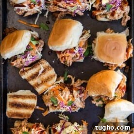 Easy BBQ Chicken Sliders on a sheetpan