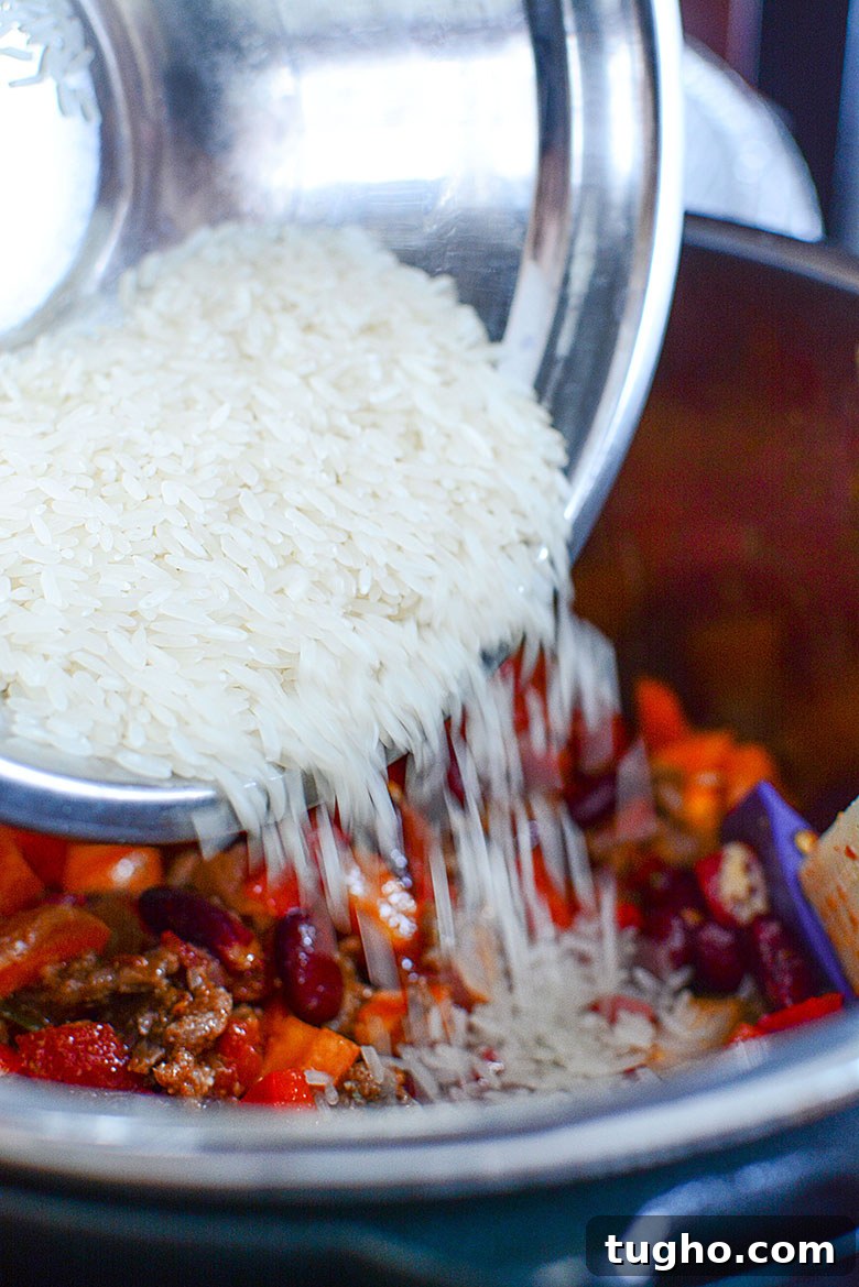 Instant Pot Stuffed Pepper Soup Recipe 7 Rice Added To Stuffed Pepper Soup In Instant Pot