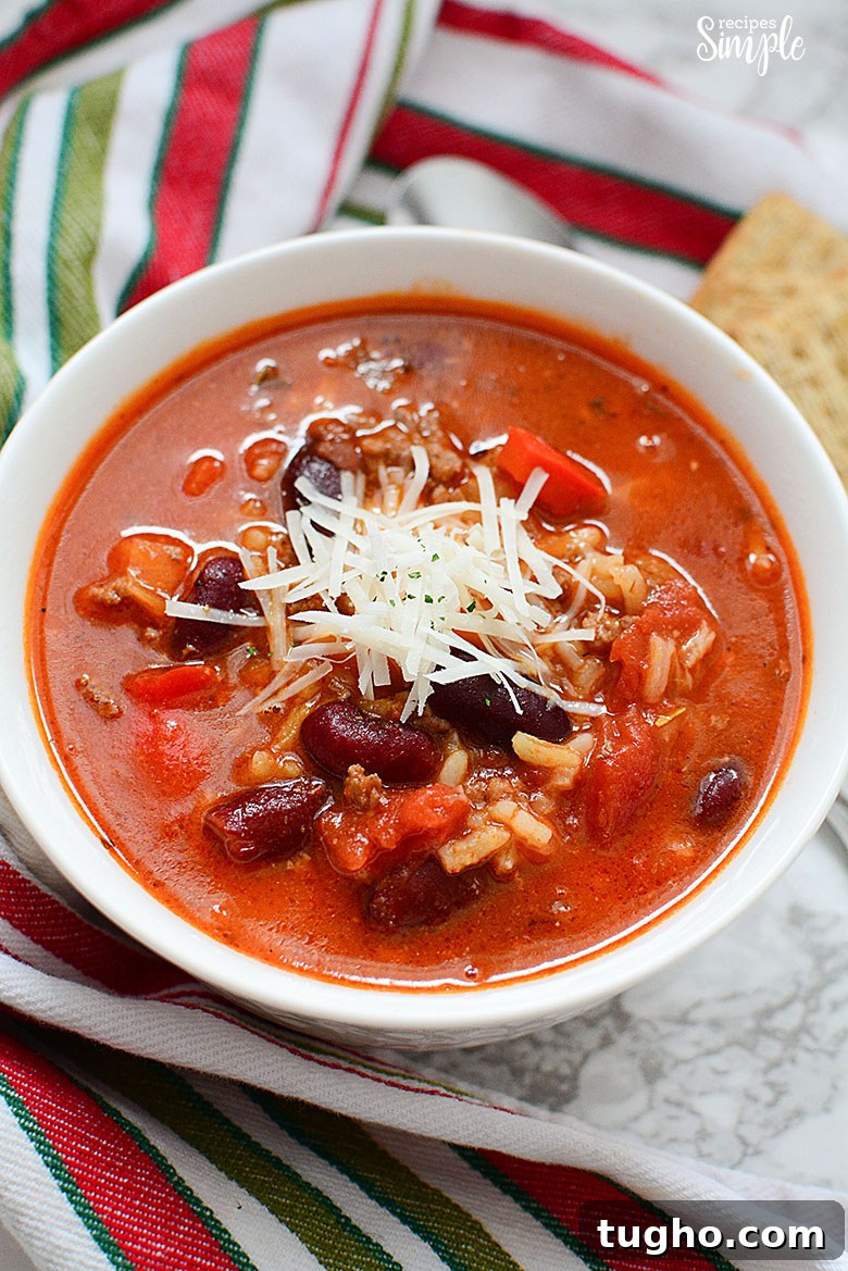 Instant Pot Stuffed Pepper Soup Recipe 10 Stuffed Pepper Soup In Bowl topped with shredded cheese