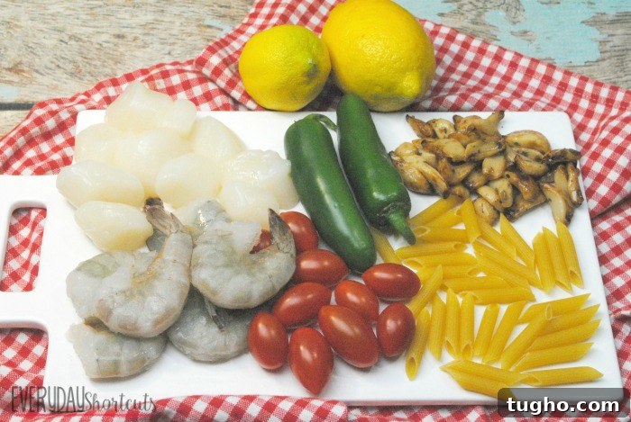 Cajun seafood pasta ingredients