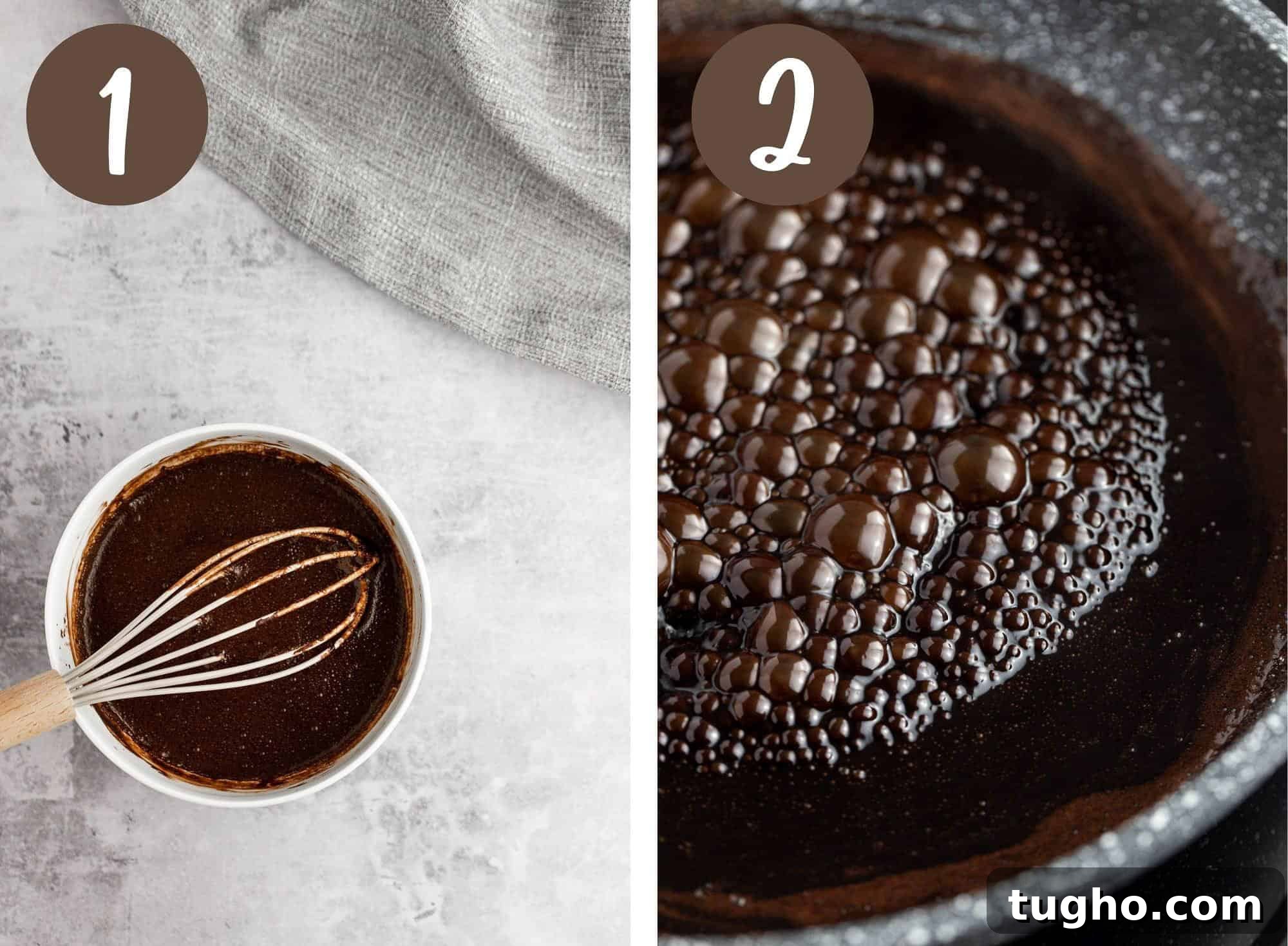 Baileys Iced Coffee Recipe 4 A collage of photos illustrating steps 1 and 2.