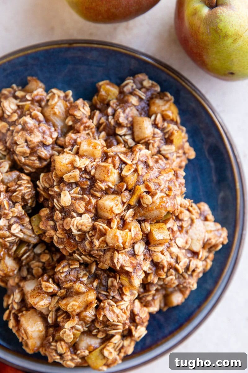 Blue plate of pear oatmeal cookies, ready to eat.