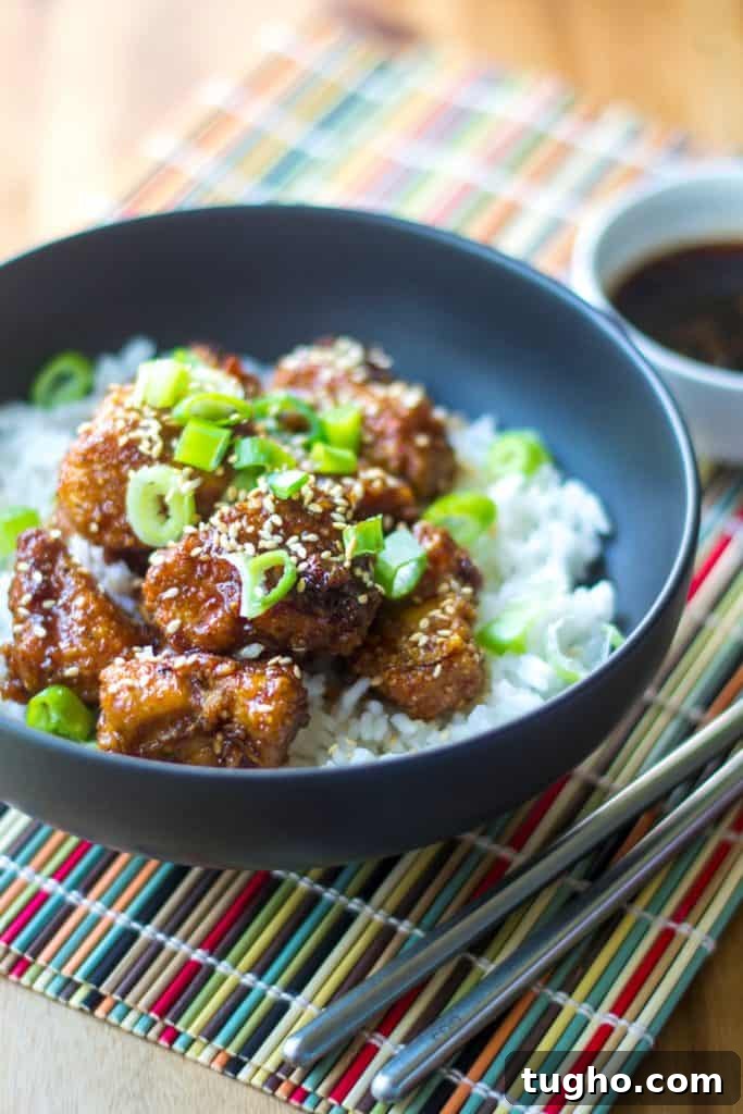 Sticky Sweet and Spicy Chicken Rice Bowls in 30 Minutes 10 Finished sticky sweet and spicy chicken rice bowl