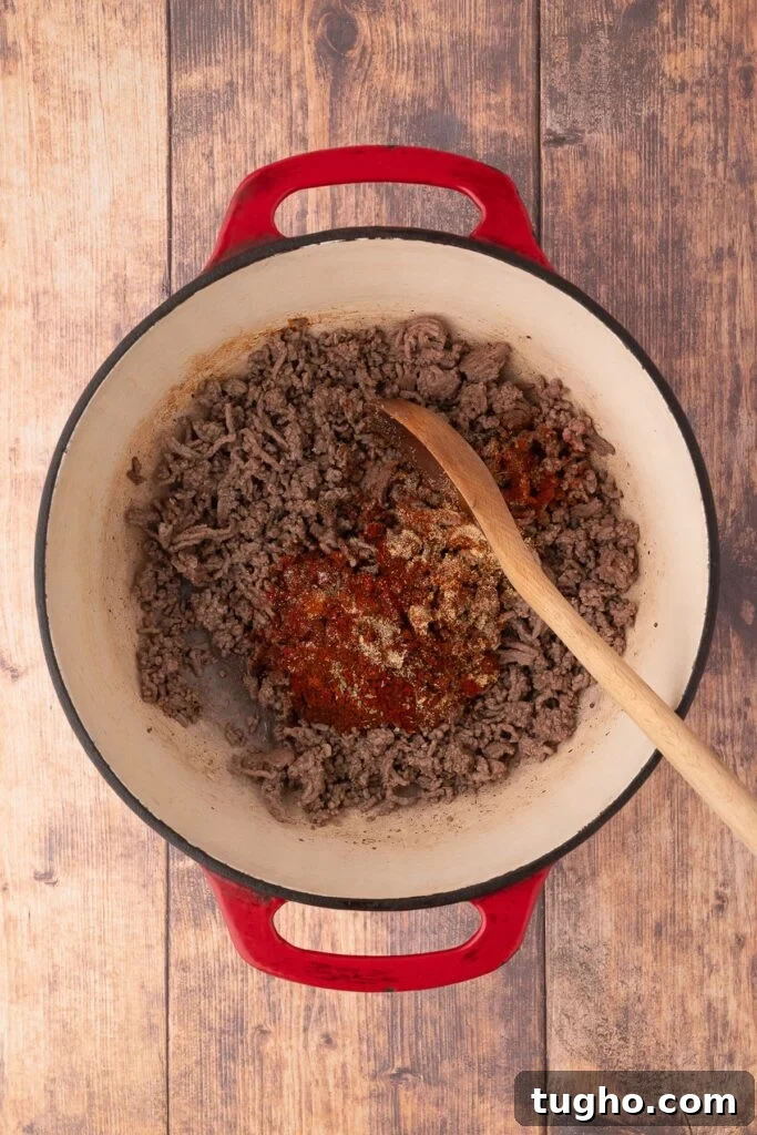 browning ground beef in dutch oven