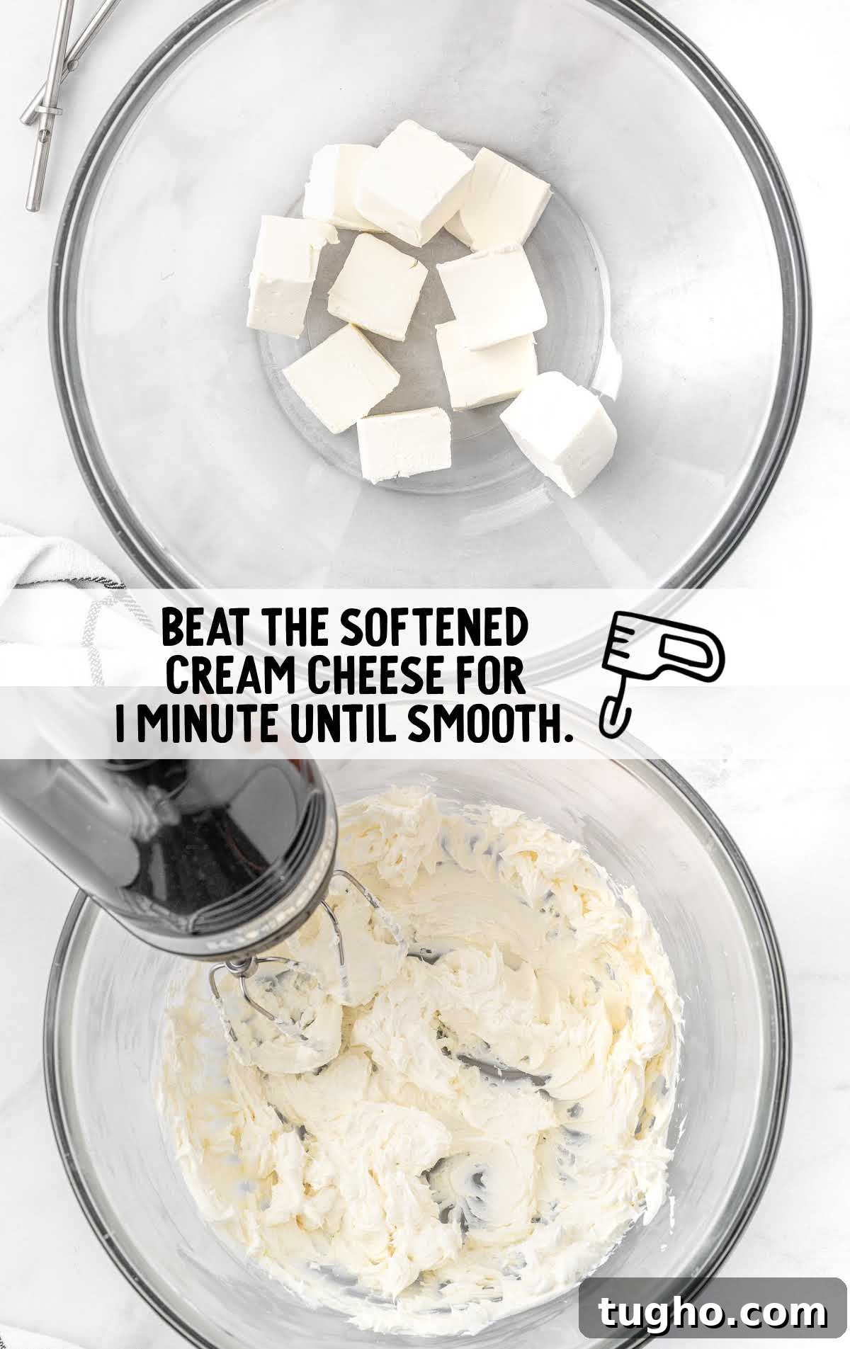 Creamy Pumpkin Dip Recipe for Fall Parties 4 softened cream cheese blended in a bowl