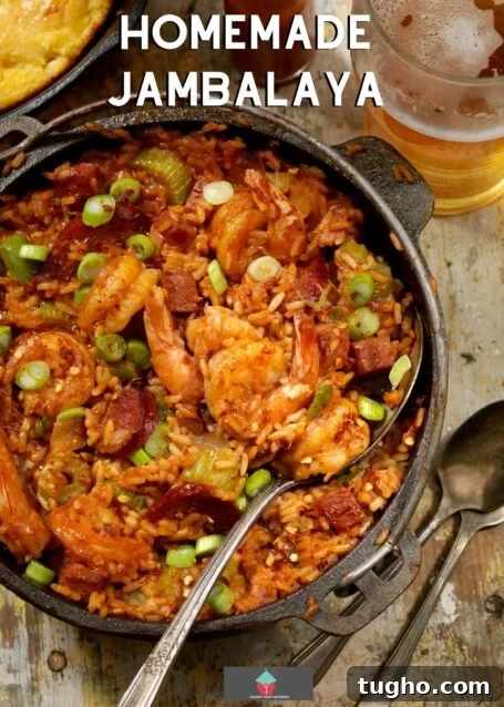 Homemade Jambalaya with ham and smoked sausage