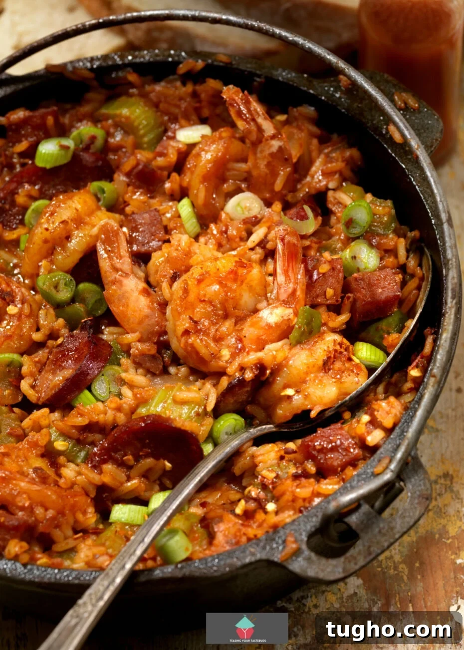 Jambalaya with smoked sausage and shrimp