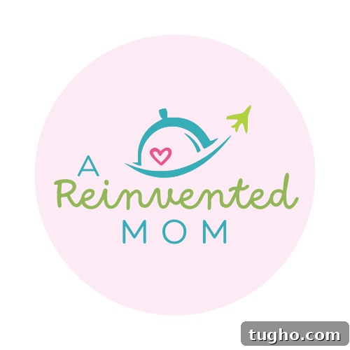 Peach Oat Crumble Recipe 6 A Reinvented Mom graphic logo.