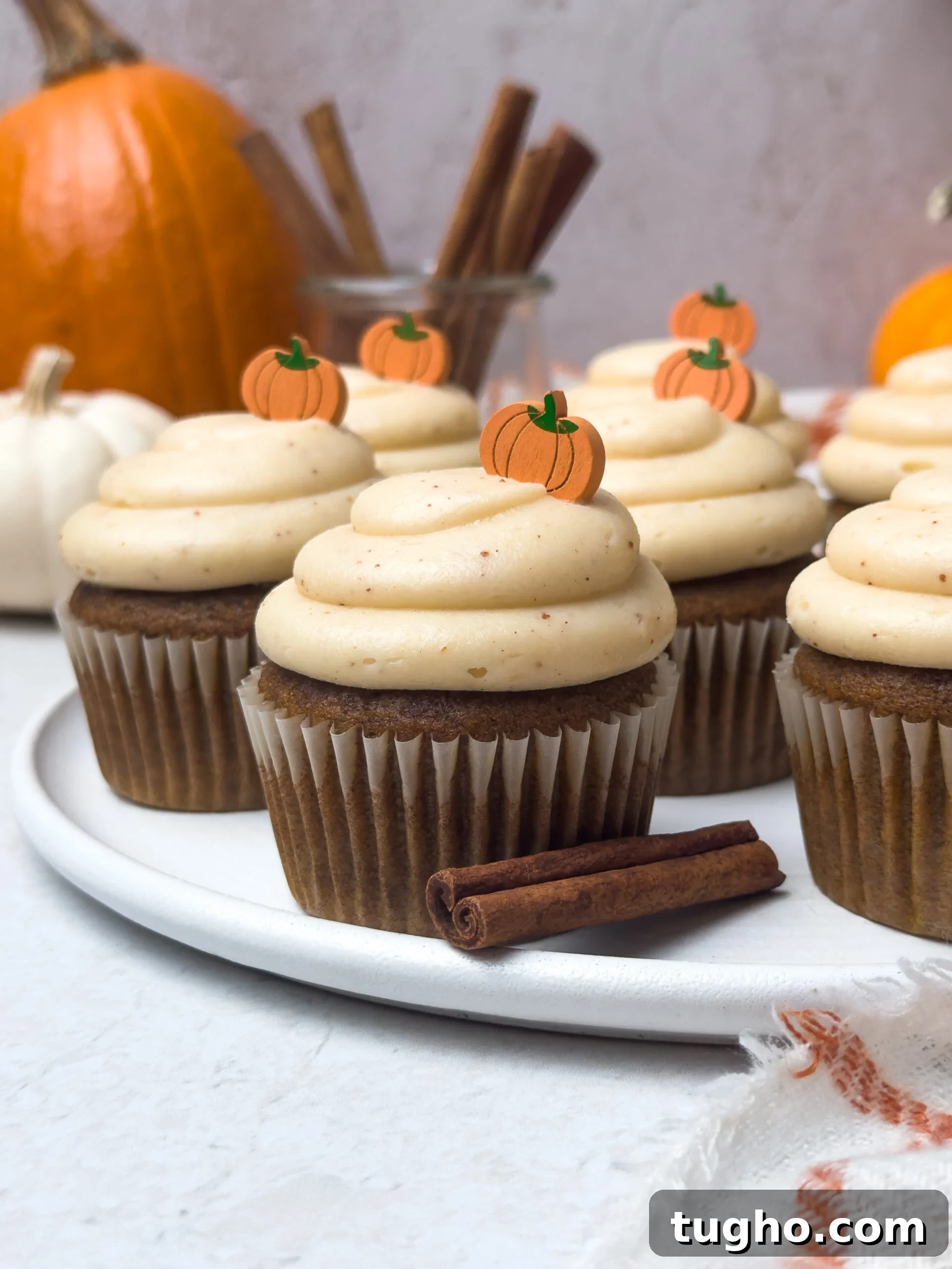 Pumpkin cupcakes with brown butter cream cheese frosting
